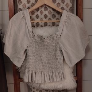 Lulu's Cream Smocked Top